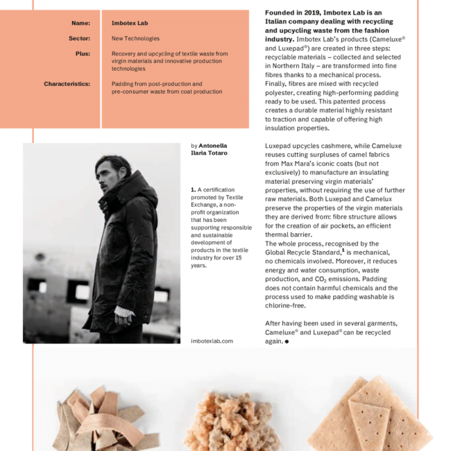 imbotexlab article by Materia Rinnovabile magazine